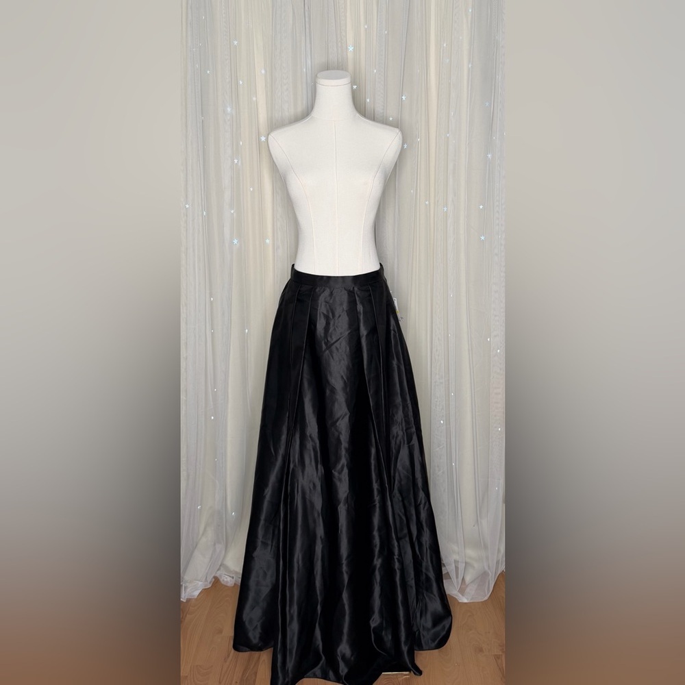 Alex Evenings Satin Ball Maxi Skirt Black Formal High Waist — image 2 of 6